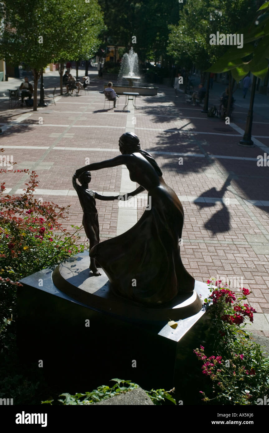 Bronze sculpture of dancing Downtown Commons Ithaca New York Finger Lakes Region Stock Photo