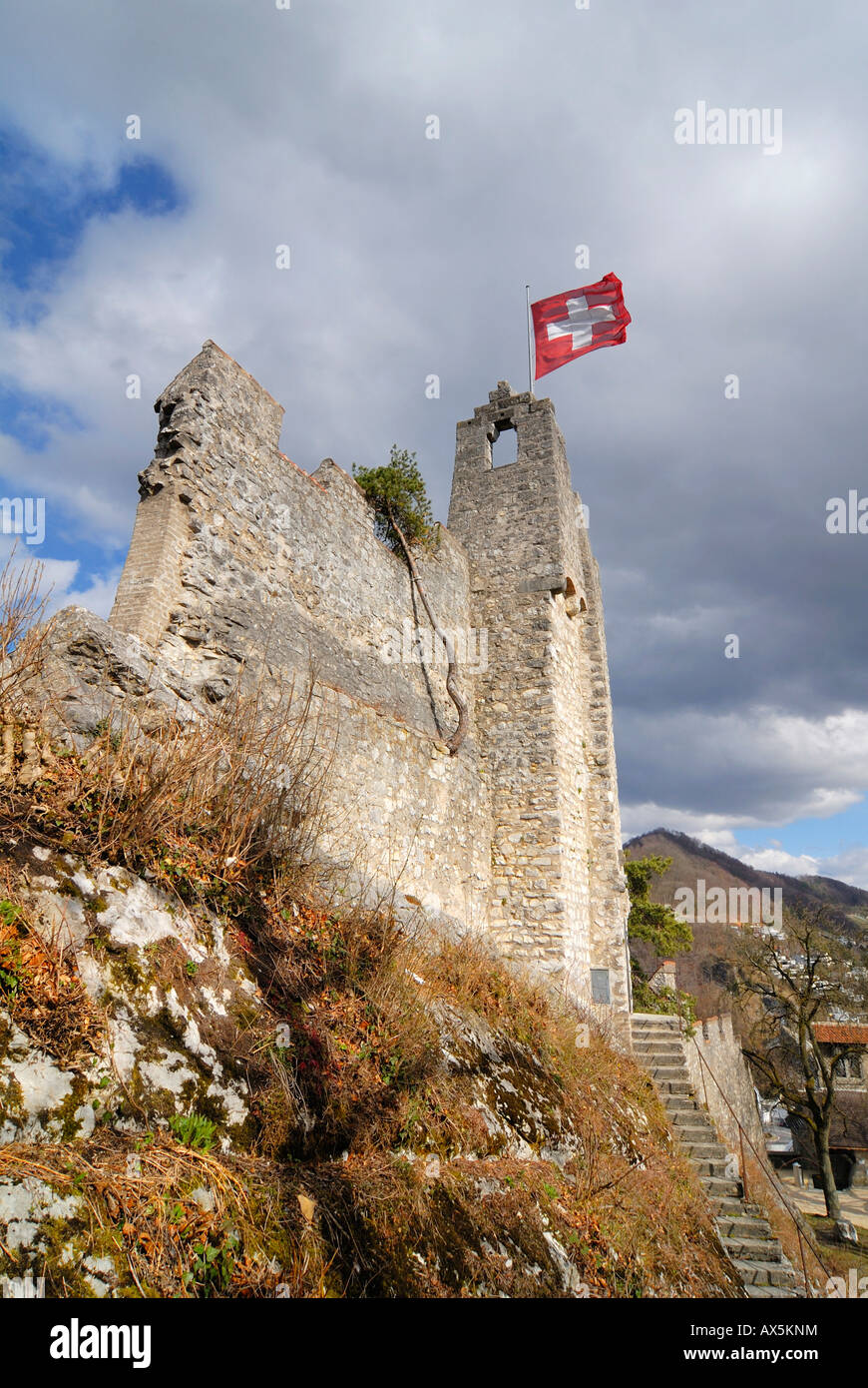 Stein fortress ruins, Baden, Aargau Canton, Switzerland, Europe Stock Photo