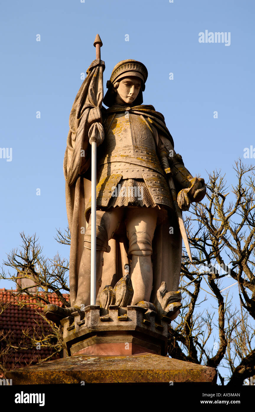 Statue of St. Florian, Hassfurt, Lower Franconia, Bavaria, Germany, Europe Stock Photo