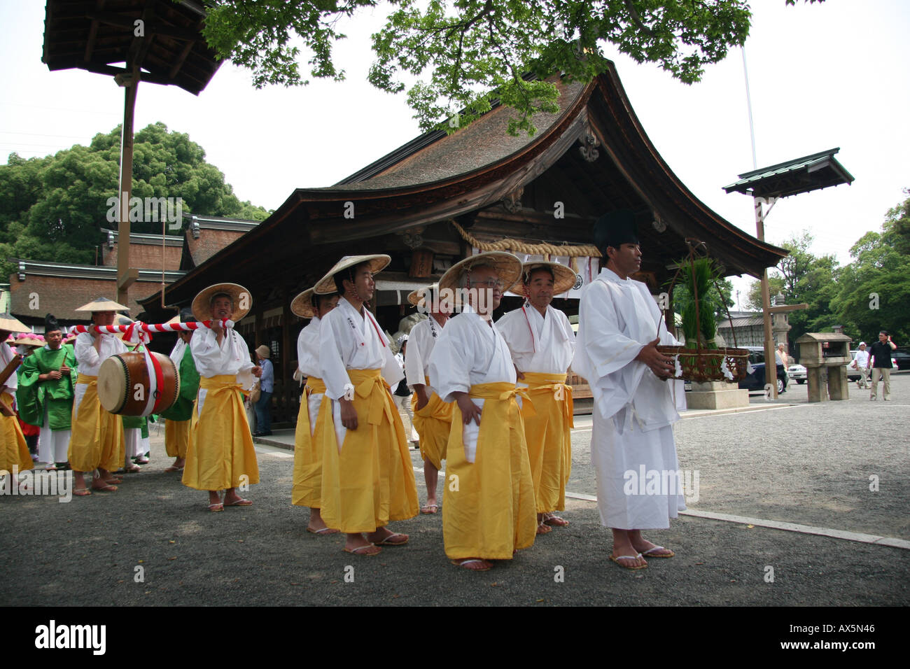 Harvest festival procession at shinto shrine in Japan Stock Photo