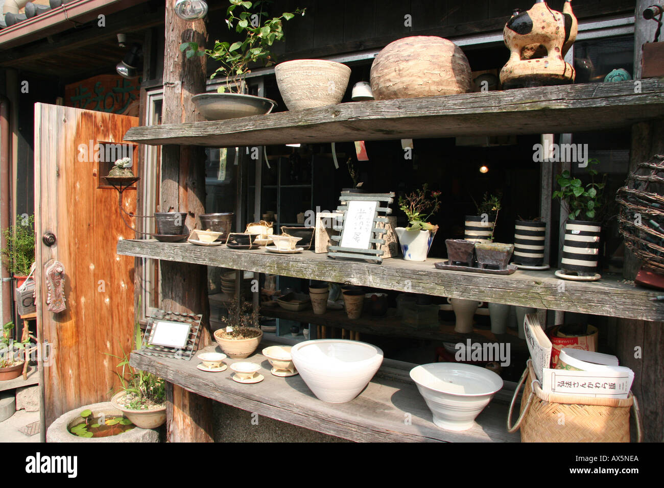 Storeront display of a ceramics shop in Nagoya, Japan Stock Photo