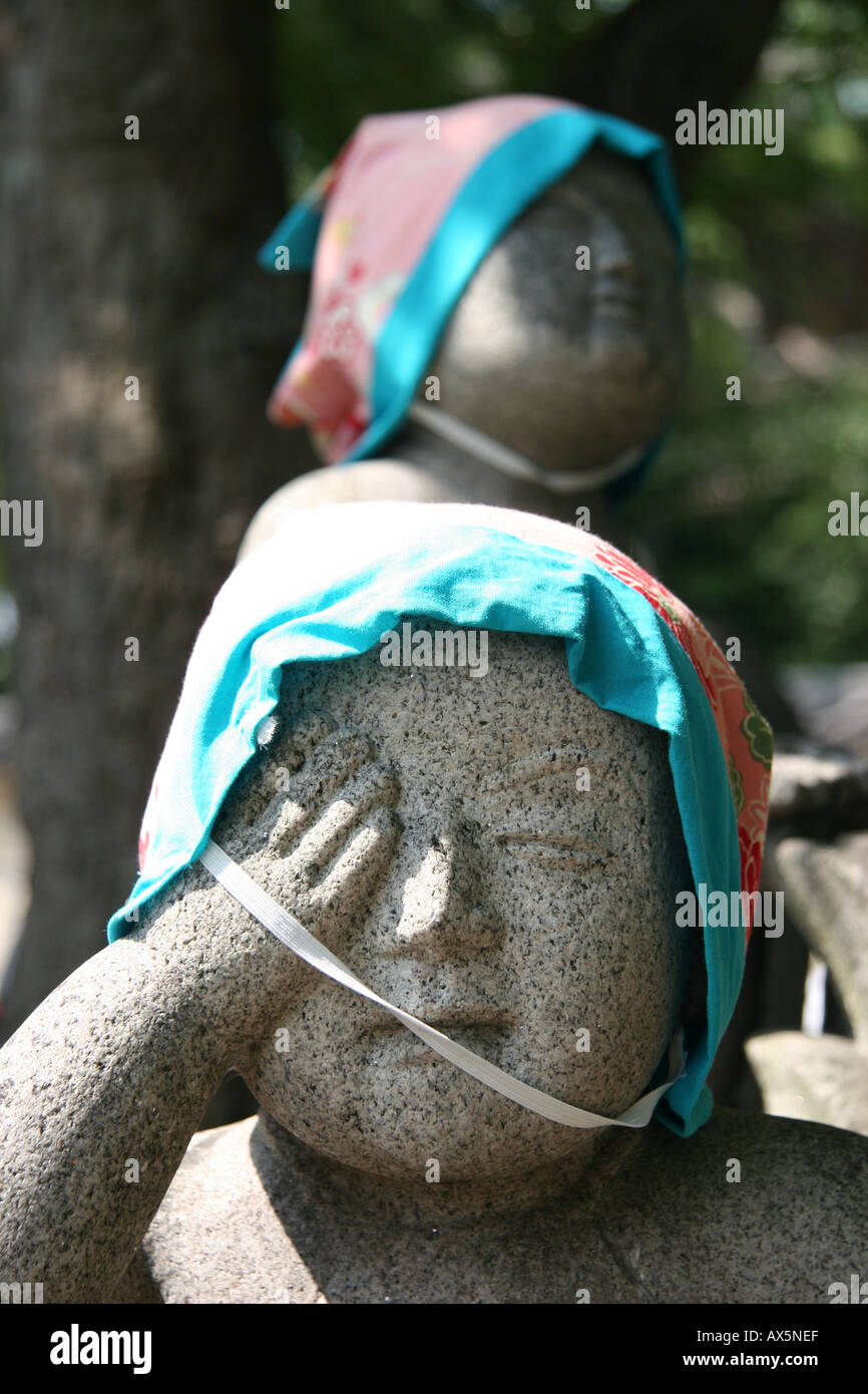 Head of stone buddhist figure in Nagoya, Japan Stock Photo