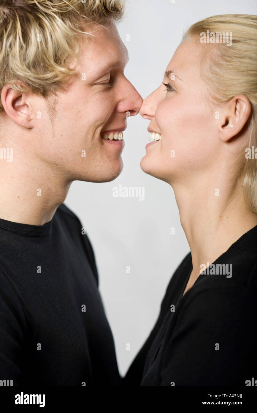 Couple touching noses Stock Photo