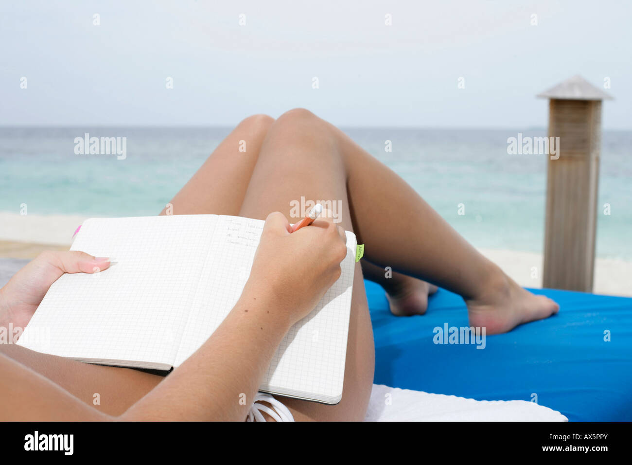 The girl Lies on a Sun Lounger