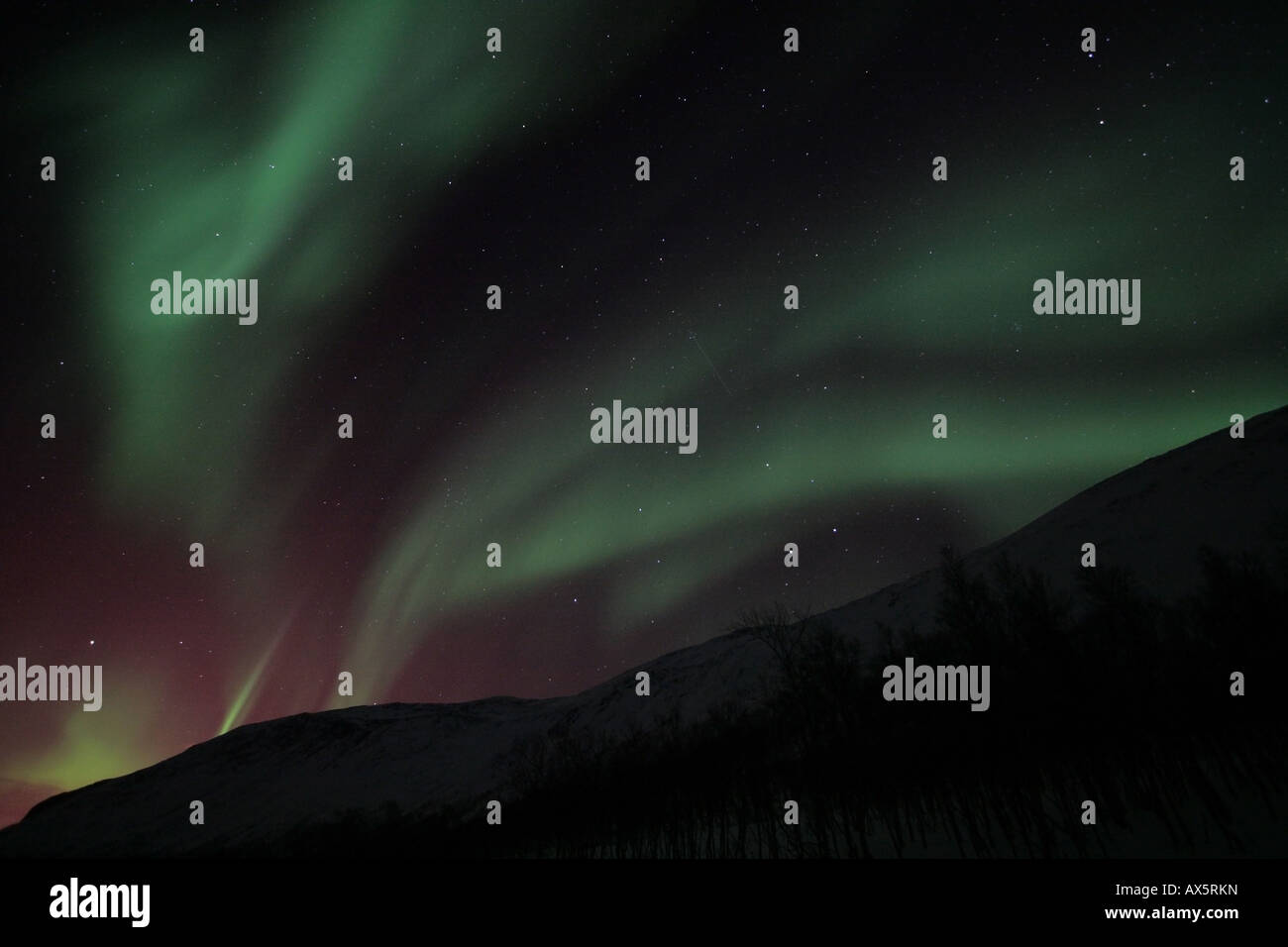 Aurora borealis or northern lights moving across night sky within the ...