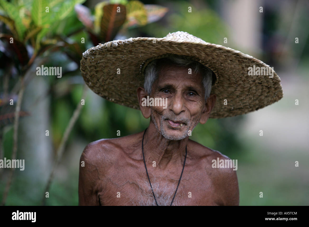 Toothless old man in Hanwella, Sri Lanka, South Asia Stock Photo