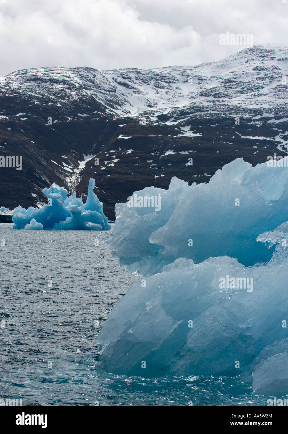 Icebergs near Narsarsuaq, Southern Greenland, North Atlantic Stock Photo