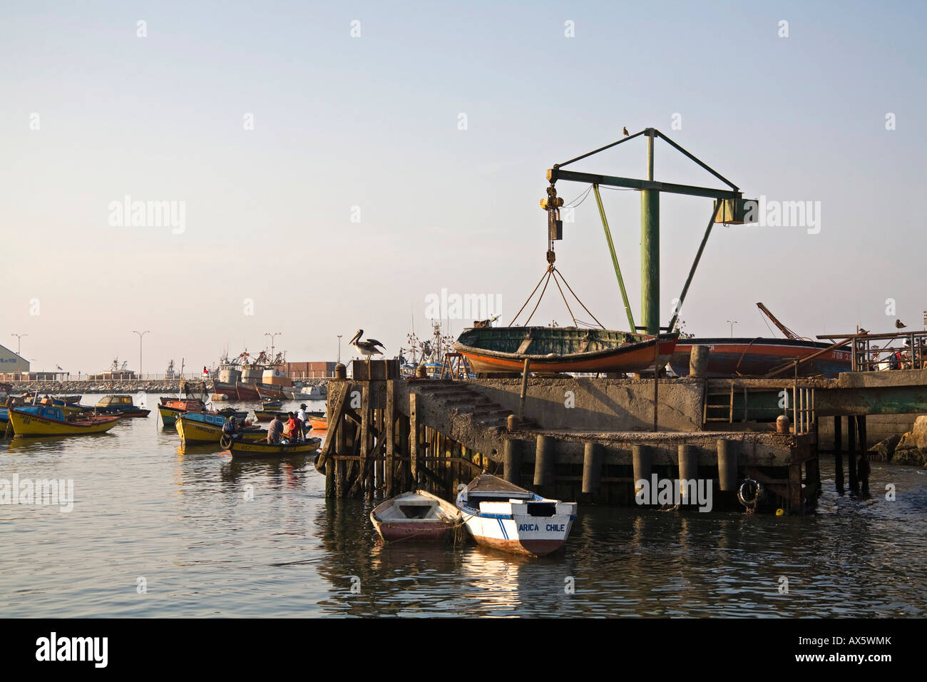 Harbor from Arica, Pacific, North of Chile, South America Stock Photo