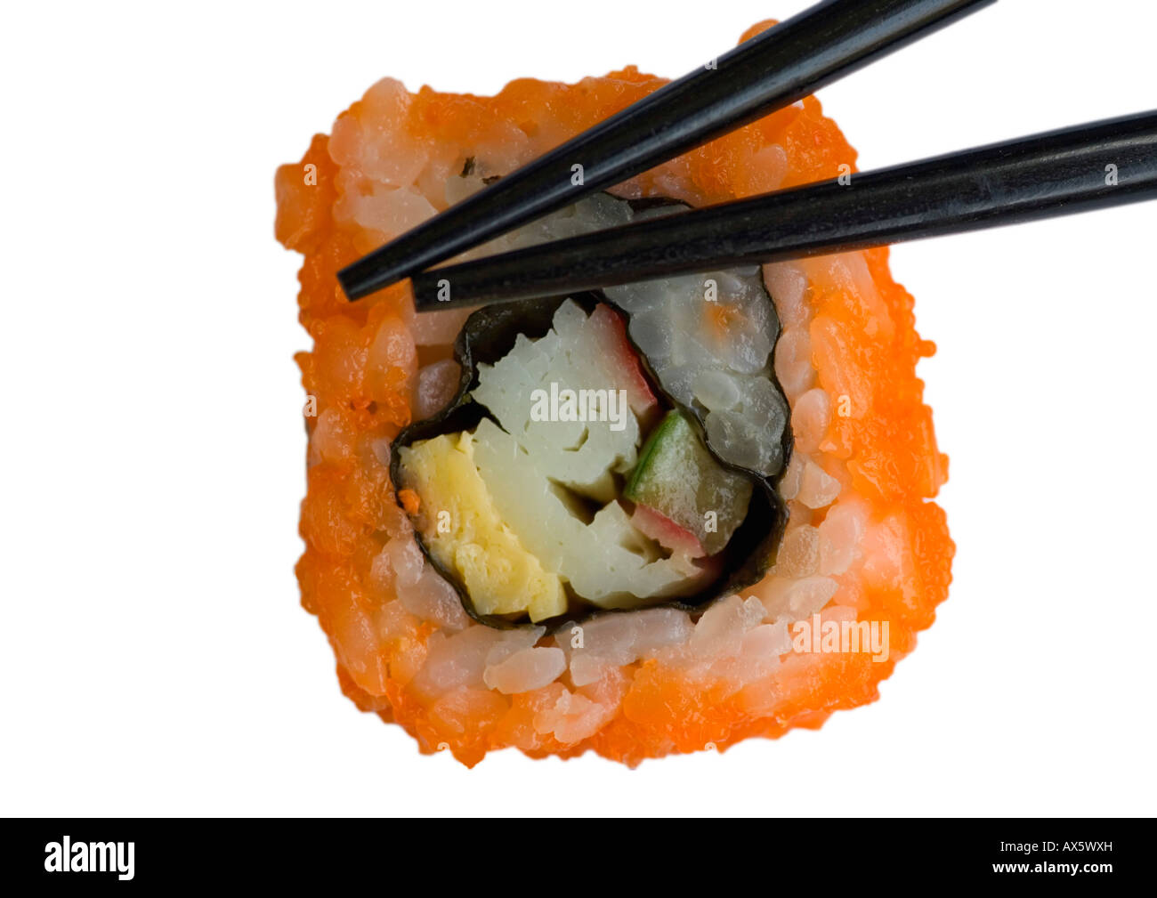 Sushi with chopsticks Stock Photo