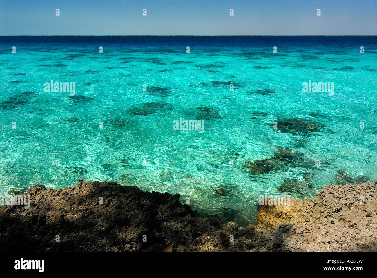 Turquoise water, beach near the Bay of Pigs, Giron, Cuba, Caribbean Stock Photo