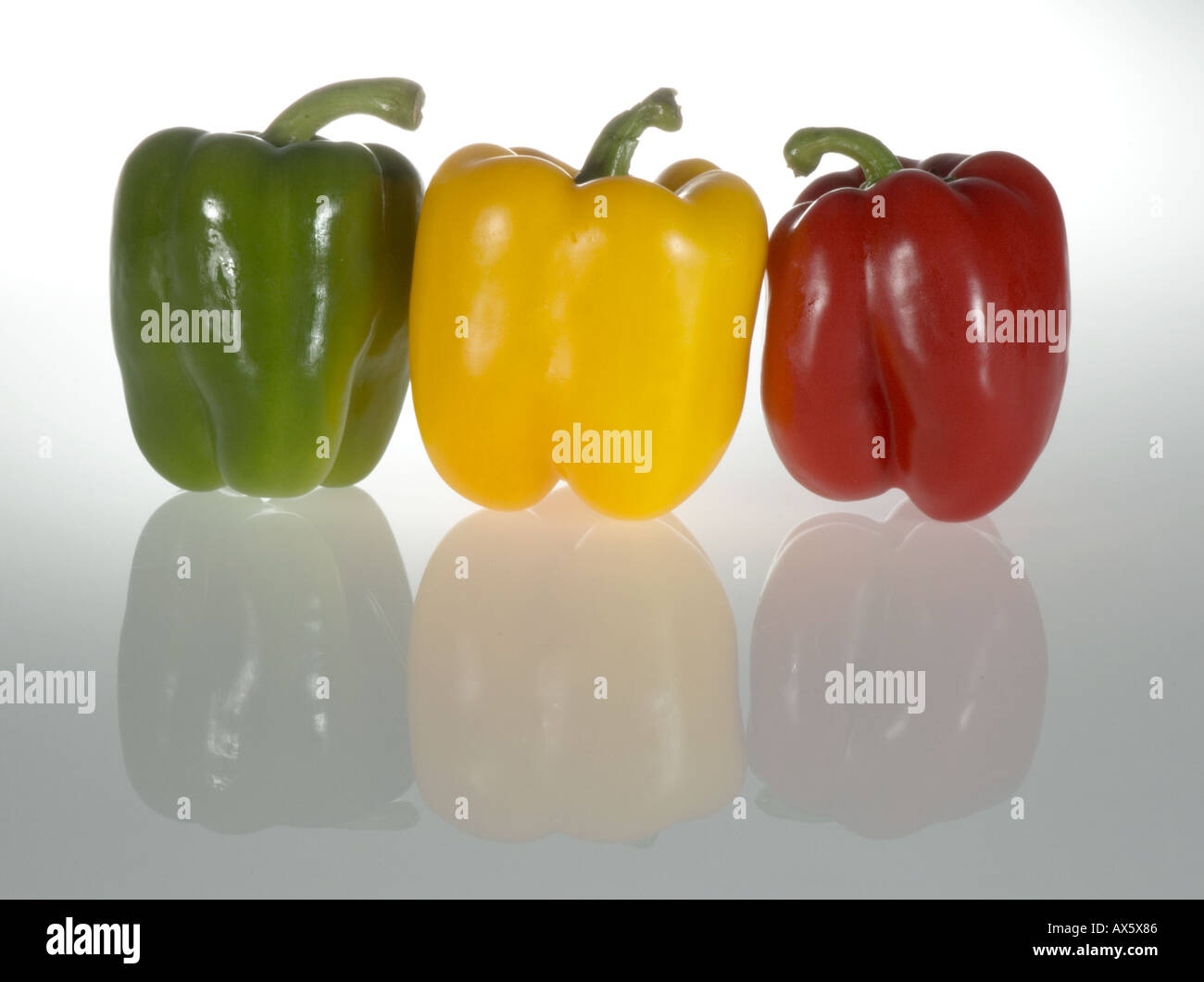 A selection of uncooked/raw peppers Stock Photo