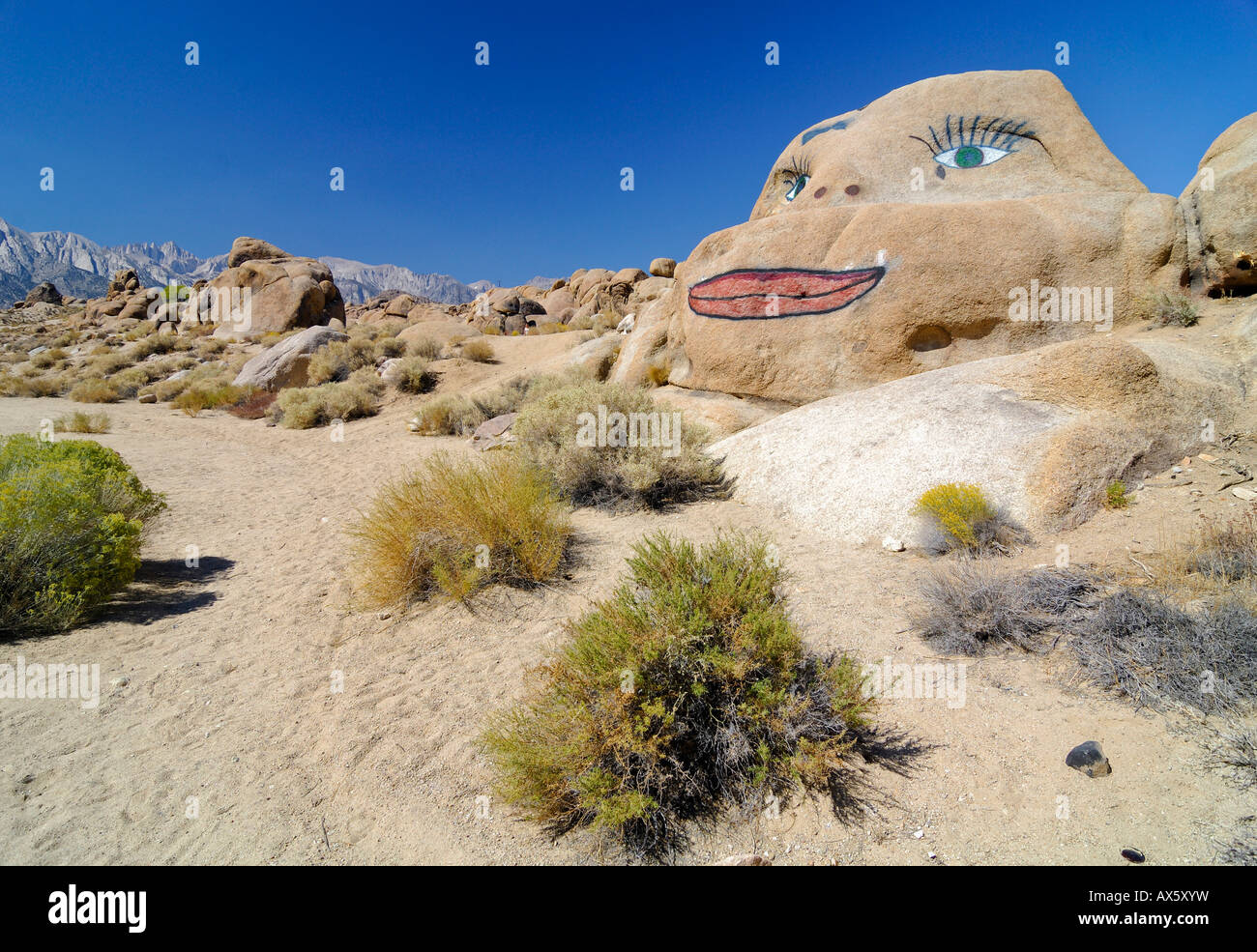 Painted sandstone rocks near the Trona Pinnacles, Sierra Nevada, California, USA, North America Stock Photo