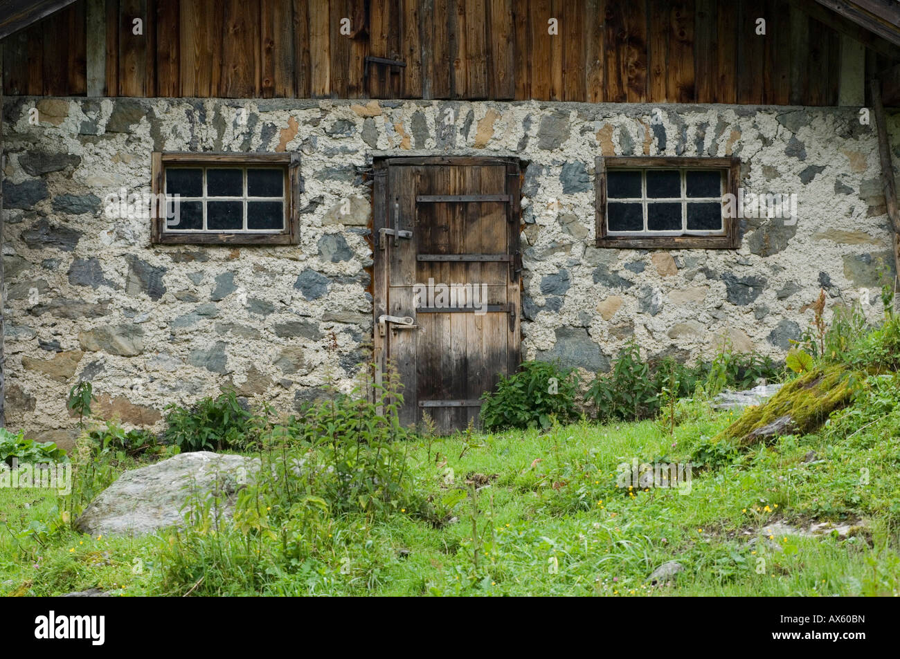 Detail, alpine cabin on the Stieralm (Stier alpine pasture), Aschau, North Tirol, Austria, Europe Stock Photo