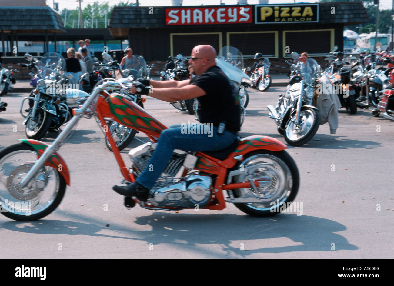 Biker On Harley Davidson At 100th Anniversary Milwaukee Wisconsin Stock Photo Alamy Biker On Harley Davidson At 100th Anniversary Milwaukee Wisconsin Stock Photo Alamy