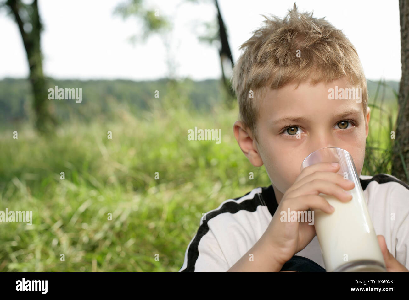 Boy drinking milk Stock Photo Alamy