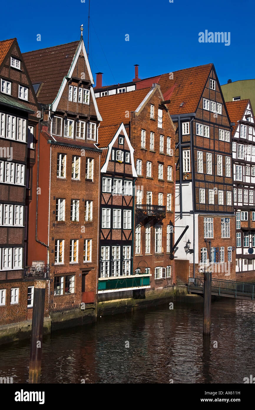 Historic timberframed houses in Hamburg, Deichstrasse, Nikolaifleet