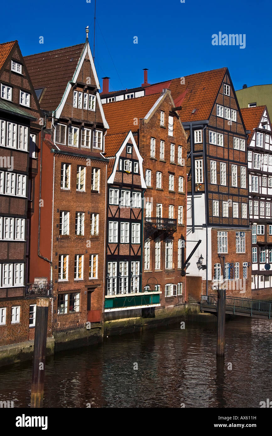 Historic timber-framed houses in Hamburg, Deichstrasse, Nikolaifleet, Altstadt district, Hamburg, Germany, Europe Stock Photo