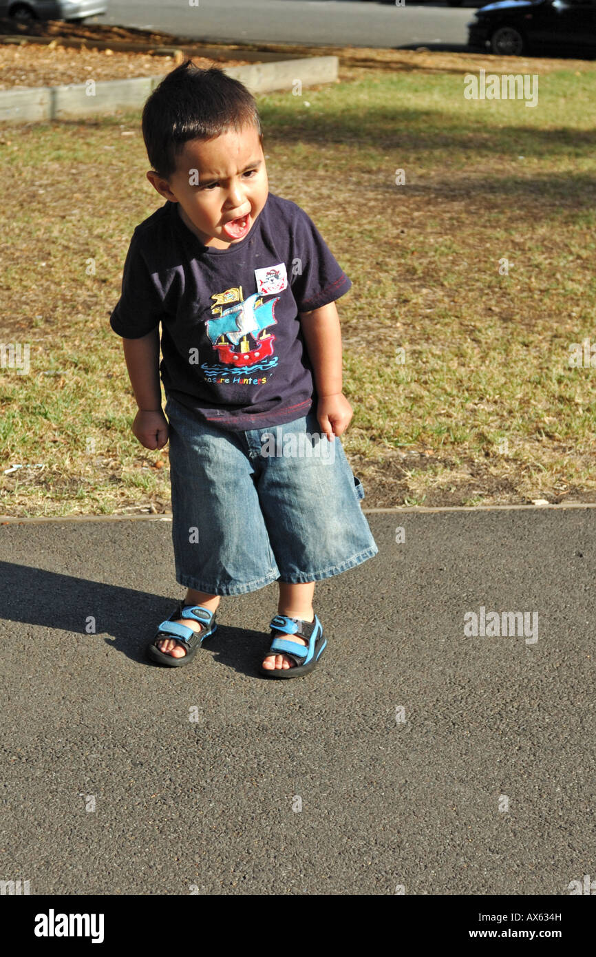 A small boy screaming Stock Photo