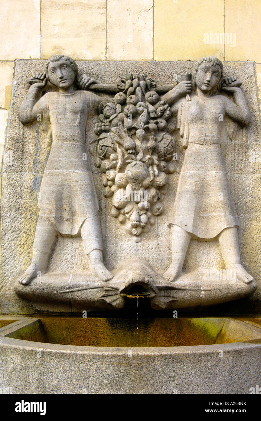 sculpture statue market dusseldorf food duesseldorf outside travel tourism germany deutschland real Stock Photo