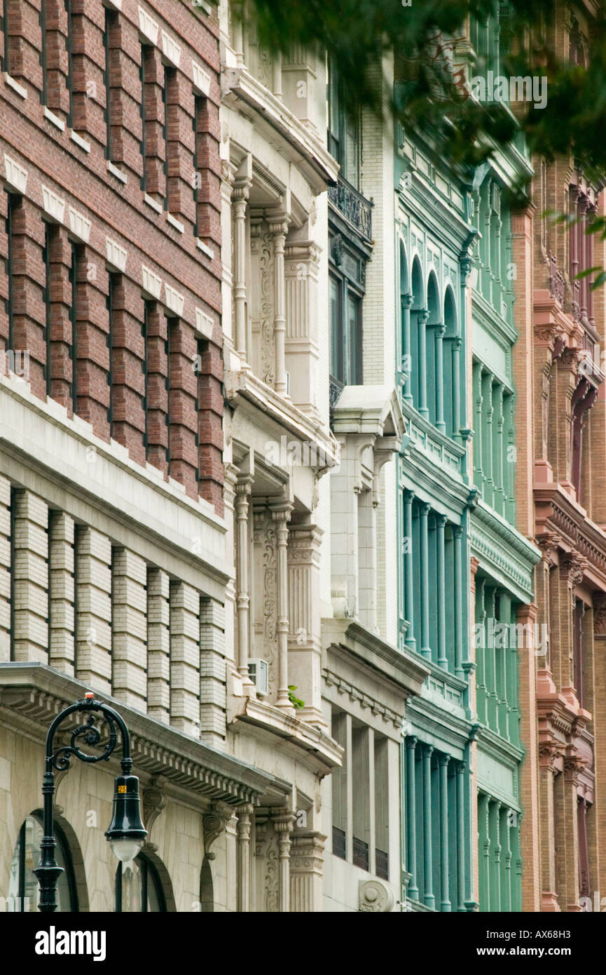 NoHo historic district cast iron facades Broadway East Village New York City Stock Photo