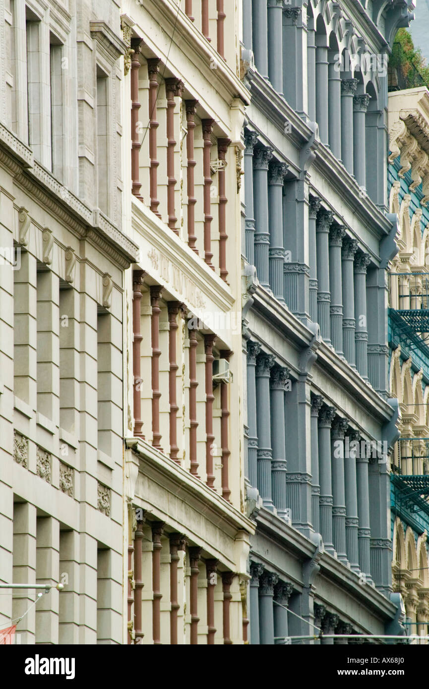 NoHo historic district cast iron facades Broadway East Village New York City Stock Photo
