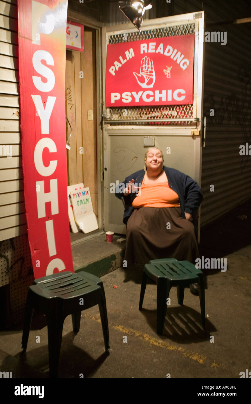 Gypsy psychic and palm reader SoHo New York City Stock Photo