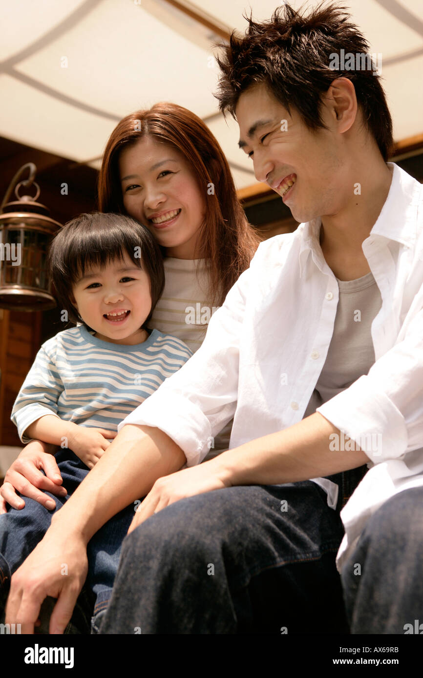 Happy moment of a family captured in the camera Stock Photo