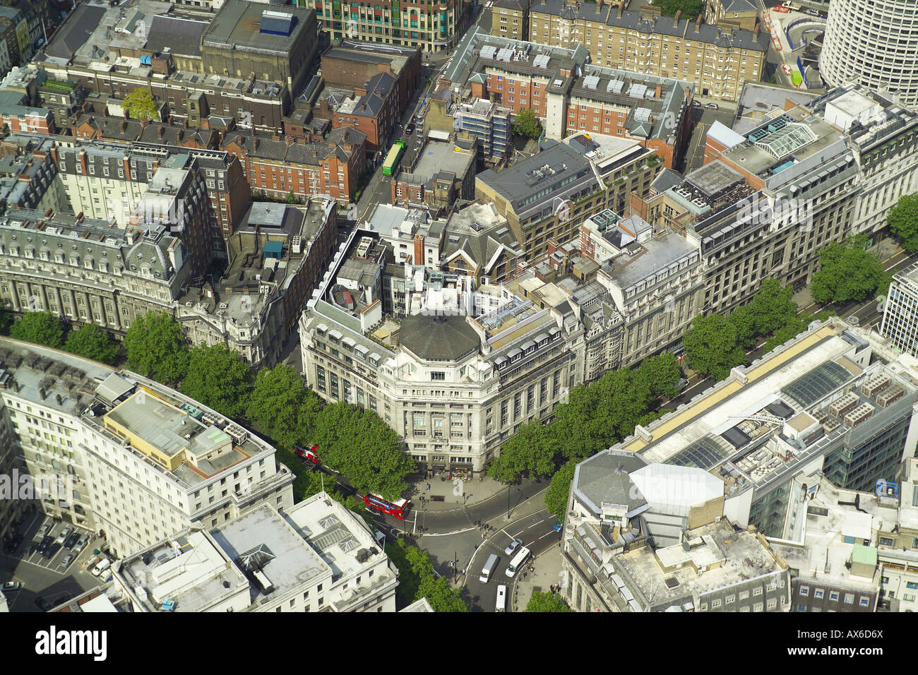 Aerial view of Bank Aldwych Restaurant on the corner of Kingsway and Aldwych near the Covent Garden area of  London Stock Photo