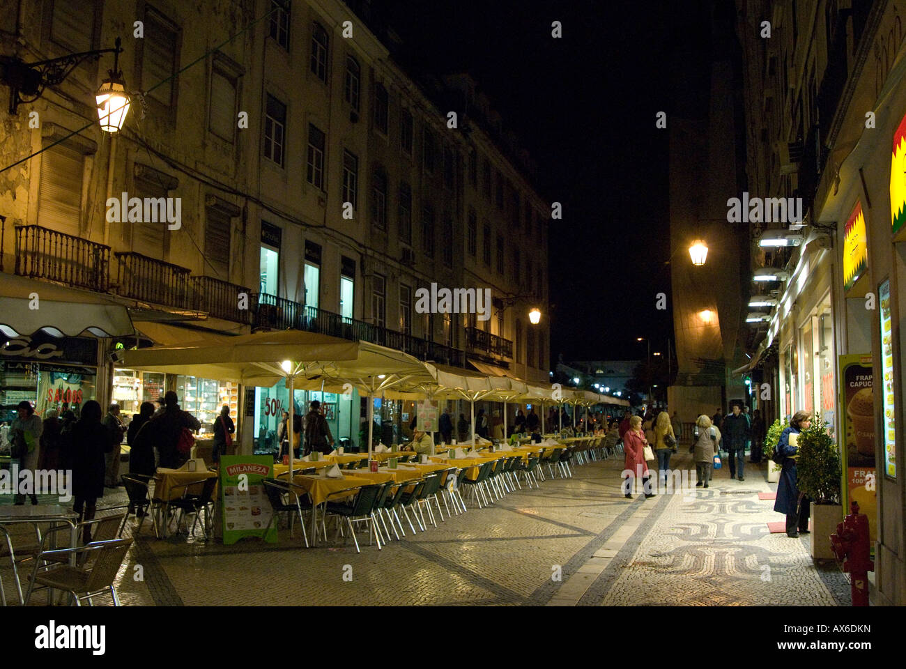 Restaurants Baxia neighborhood in Lisbon Stock Photo