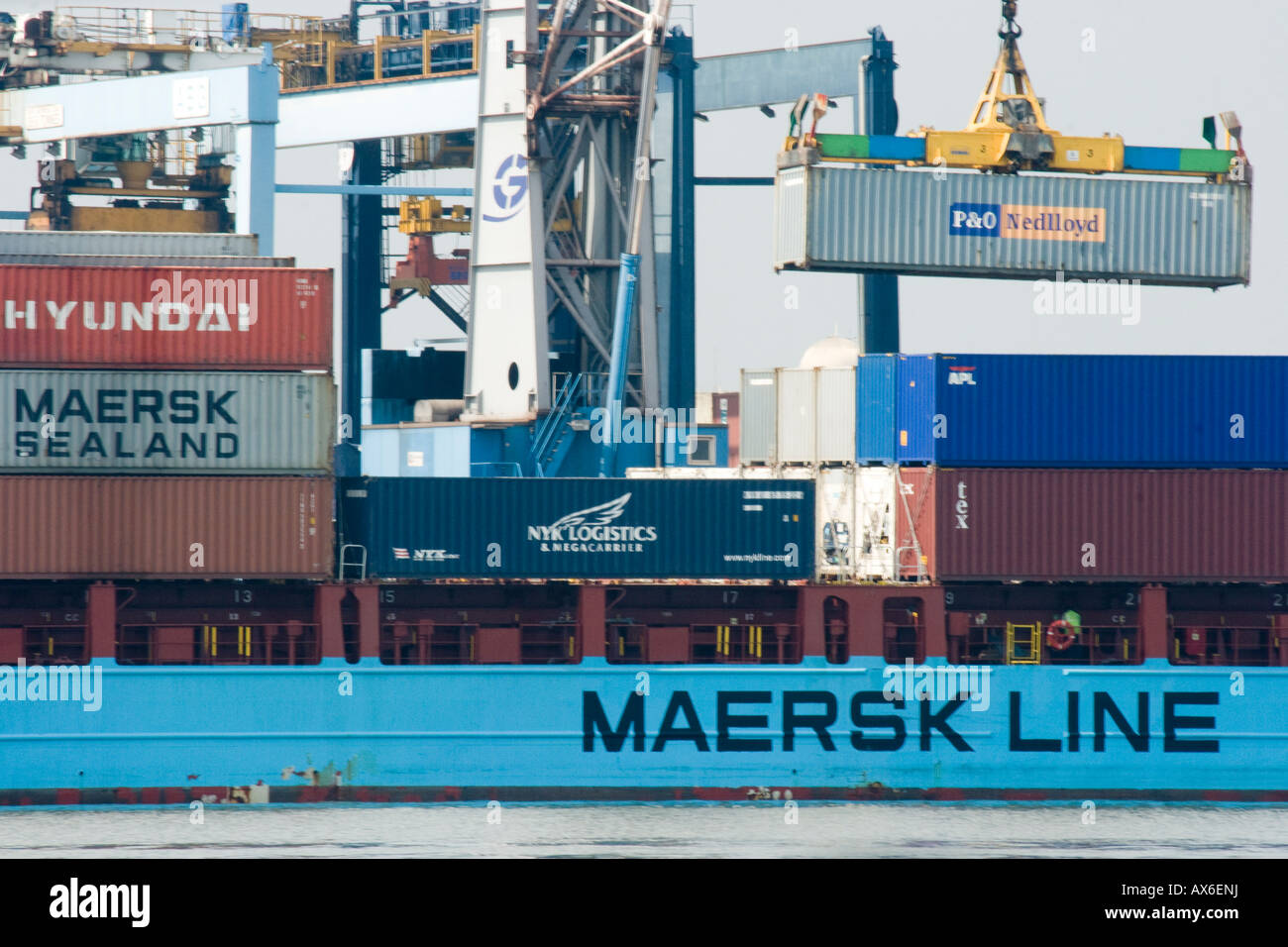 Shipping Container Cargo Freight Ships in Port in Cochin India Stock