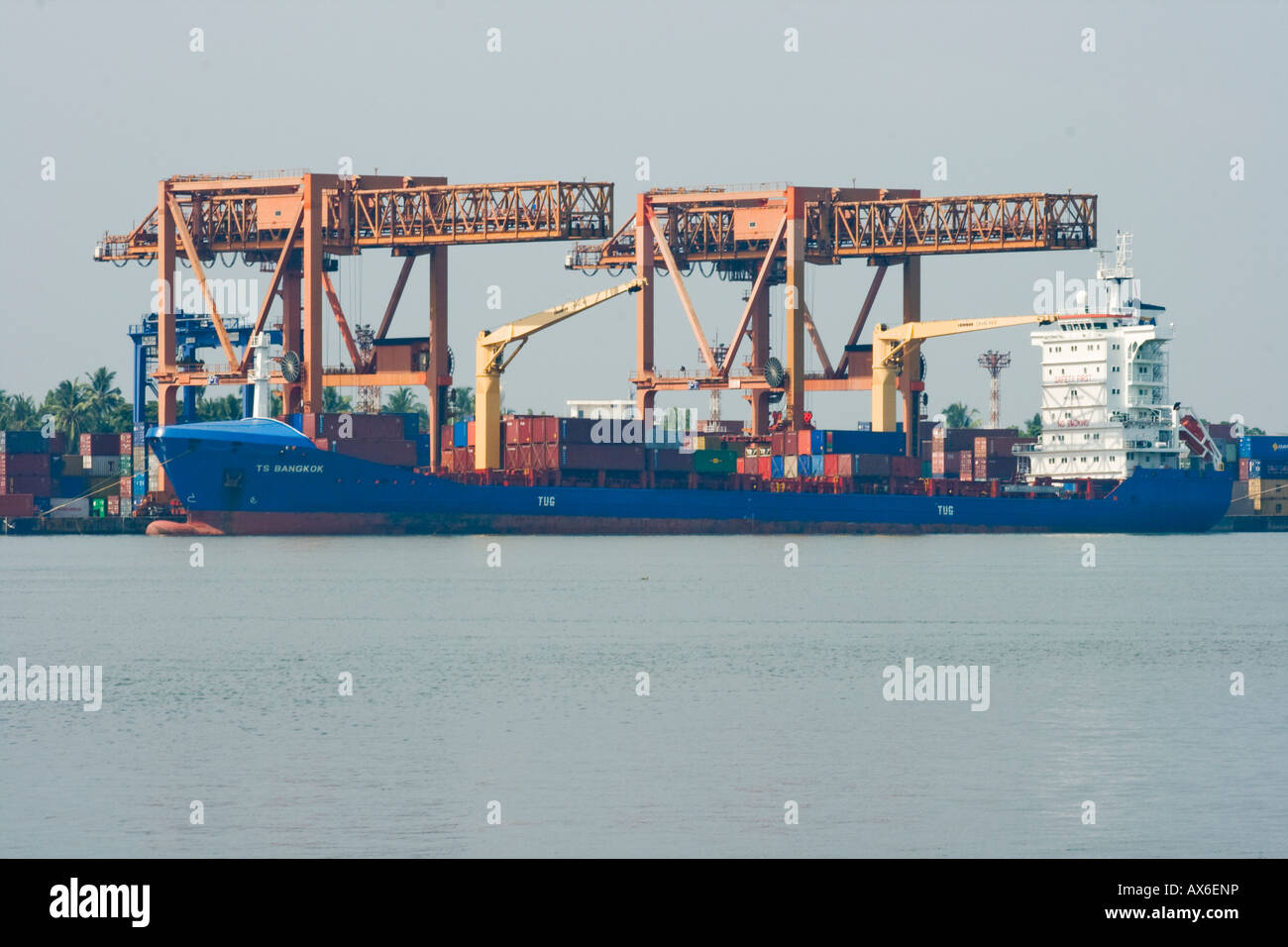 Shipping Container Cargo Freight Ships in Port in Cochin India Stock