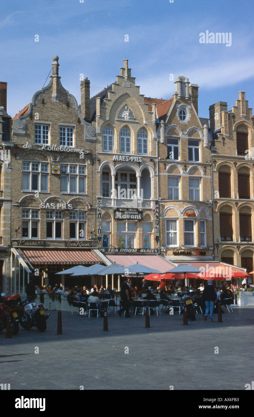 Cafes on the market square Ypres Belgium Stock Photo - Alamy