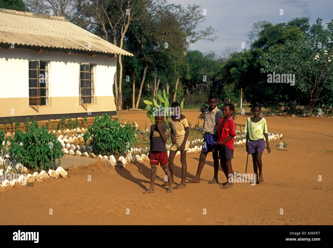 Zimbabwean boys young boys, boys, children, schoolchildren, schoolboys, village of Mahenye, Manicaland Province, Zimbabwe, Africa Stock Photo