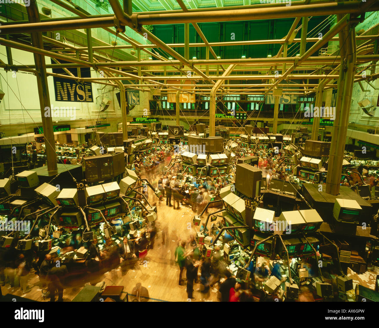 Interiors of trading floor, New York Stock Exchange, New York City, New York State, USA Stock Photo
