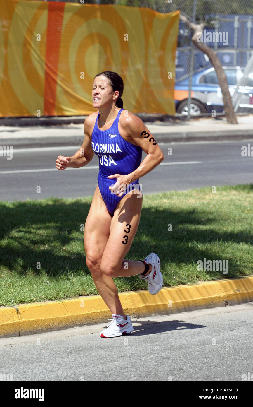 Sheila Taormina USA out on the run section of the triathlon course