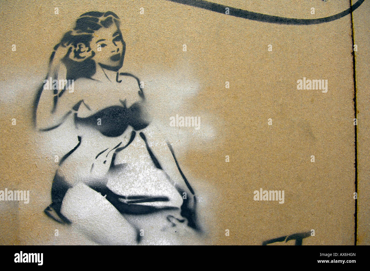 Woman Bikini Stencil Art Graffiti Duesseldorf Dusseldorf Germany Stock Photo Alamy