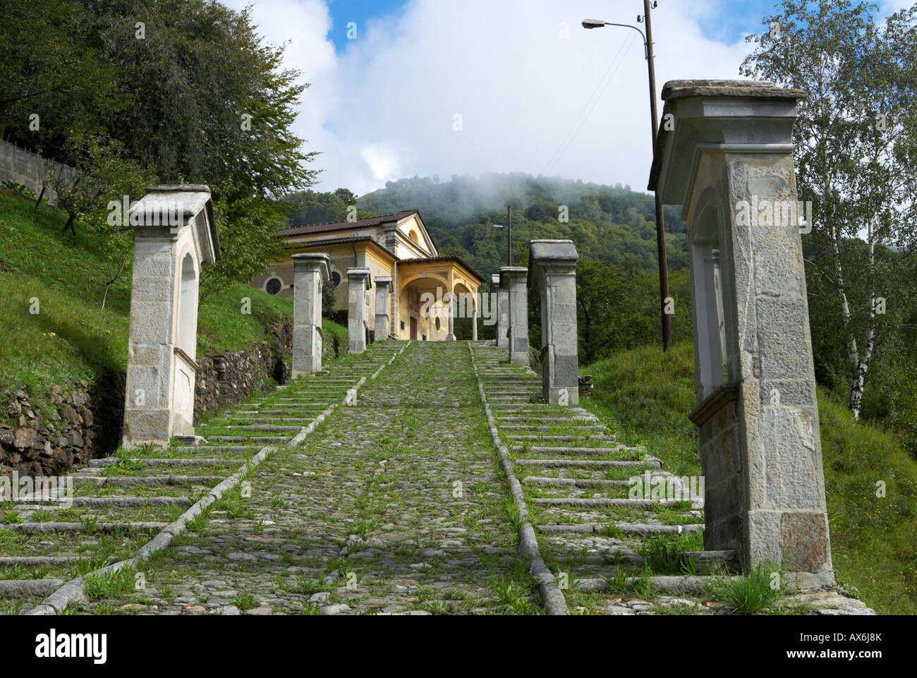 Path leading to church on hill, Bigorio, Switzerland Stock Photo - Alamy