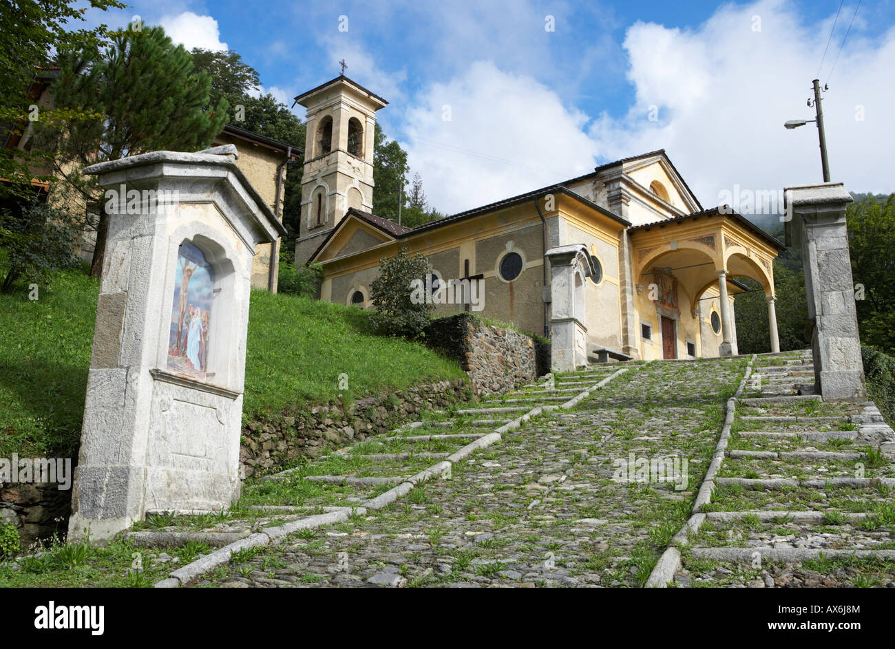 Path leading to church on hill, Bigorio, Switzerland Stock Photo - Alamy