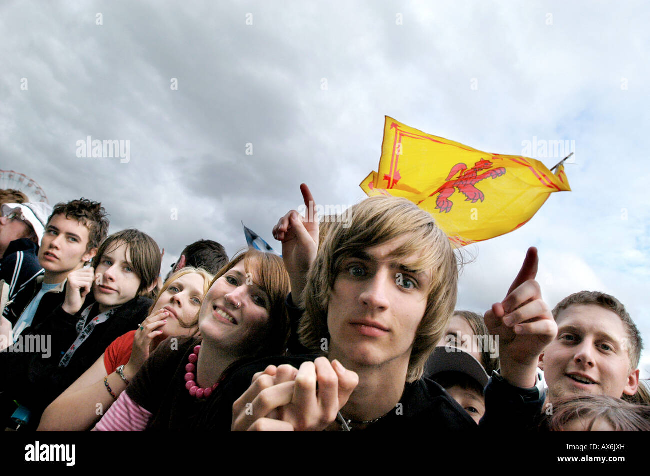 Crowd of teenagers at Music Festival Stock Photo