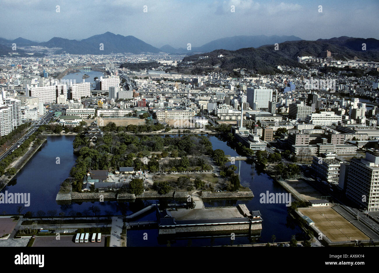 Aerial Hiroshima Castle and city Japan Stock Photo - Alamy