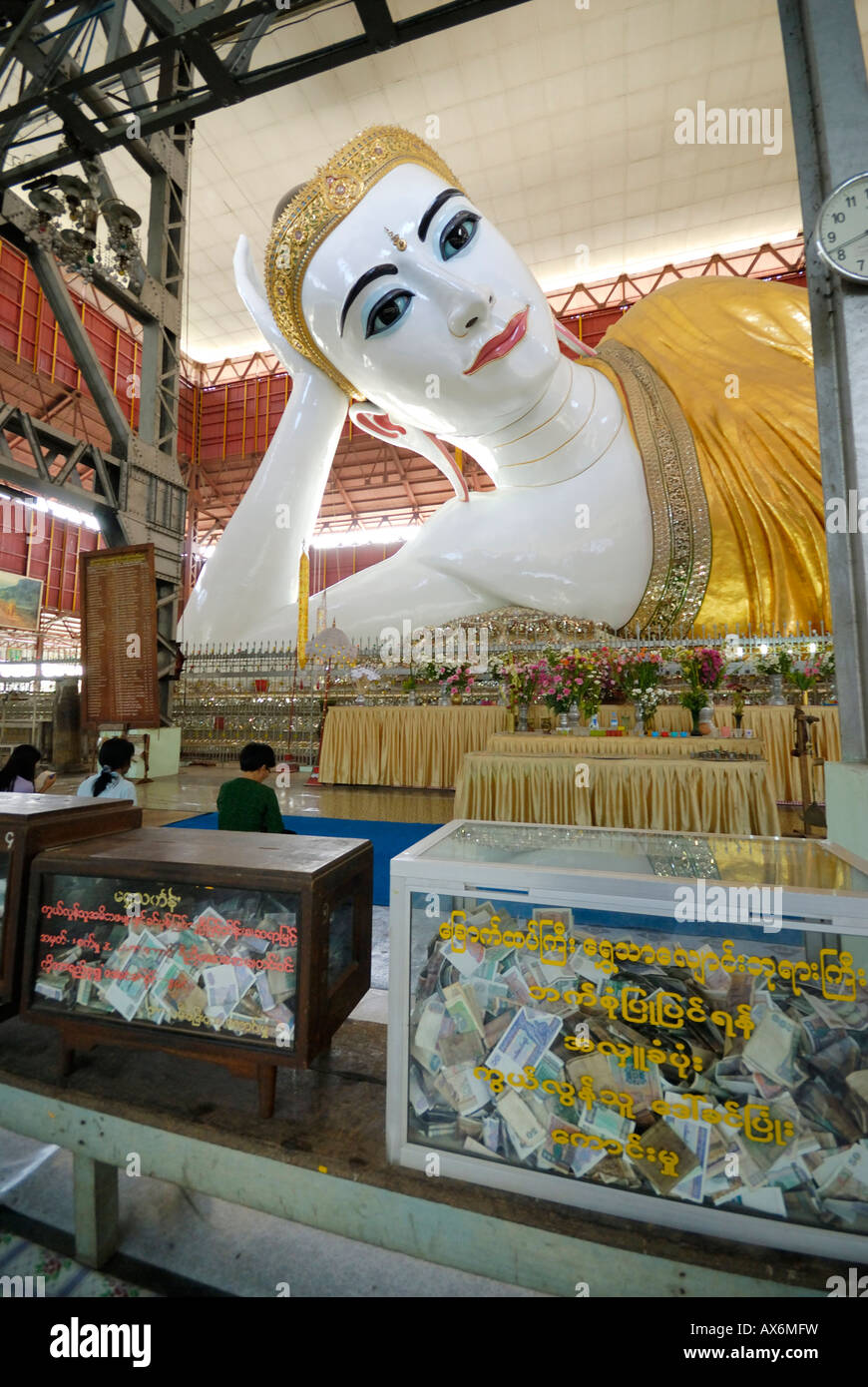 Buddha statue at Buddhist temple Chauk Htat Gyi Pagoda Yangon Myanmar ...