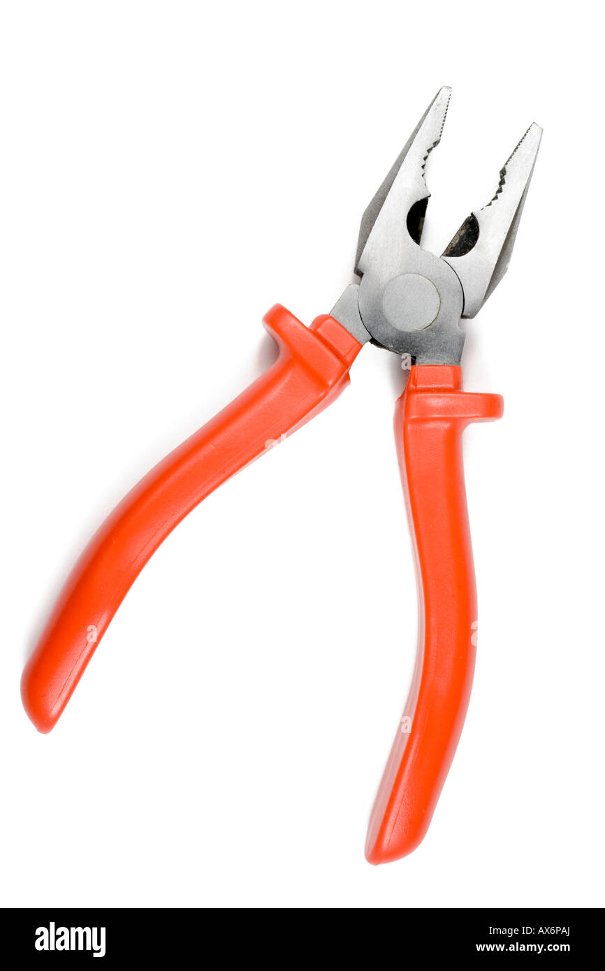 Red pliers isolated on a white background Stock Photo