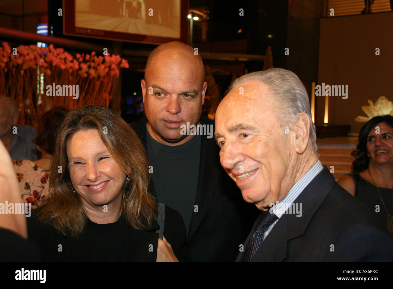 Shimon Peres and Shari Arison major share holder in Bank Hapoalim with her husband Ofer Glazer Stock Photo