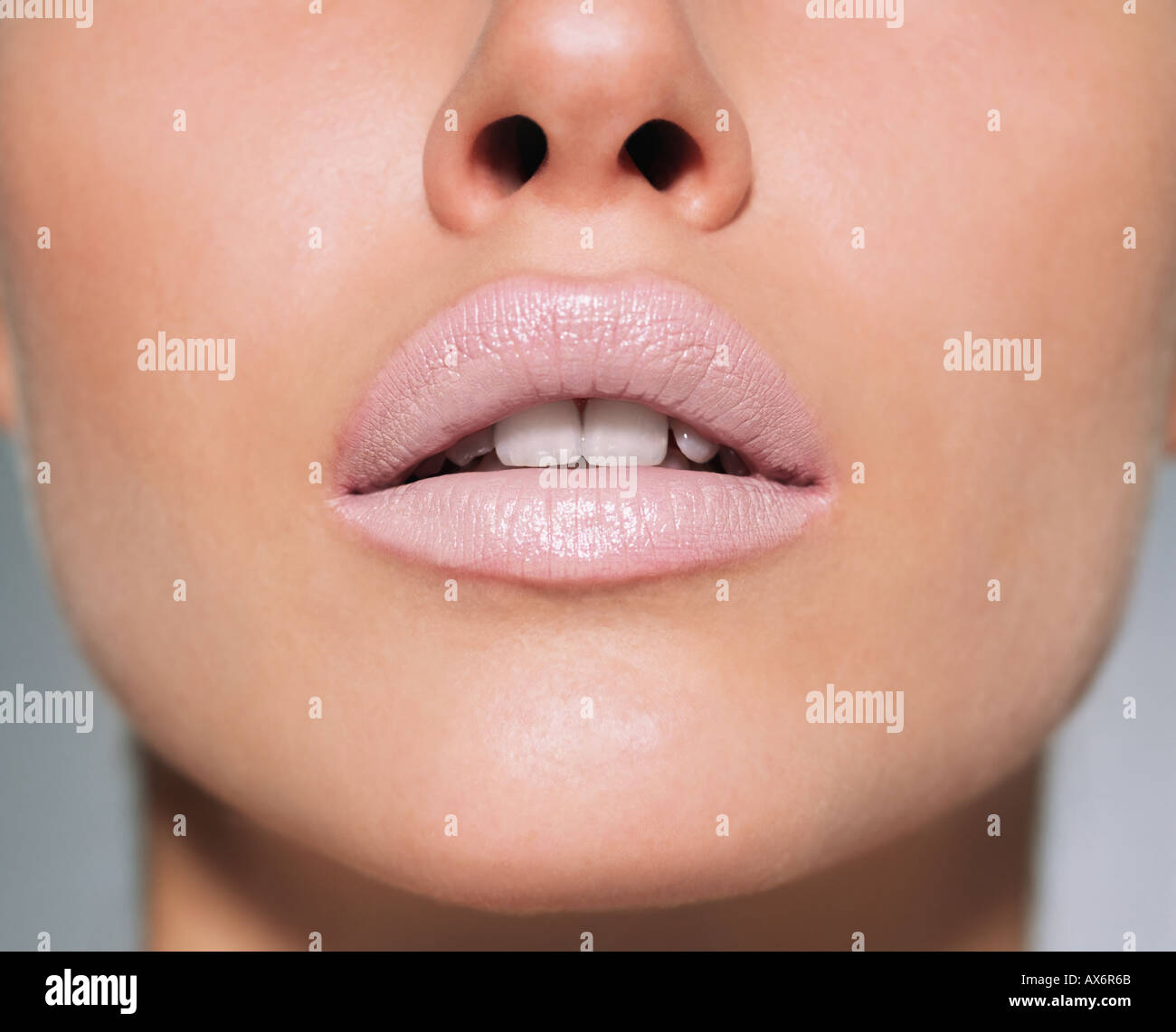 Woman wearing pale lipstick Stock Photo
