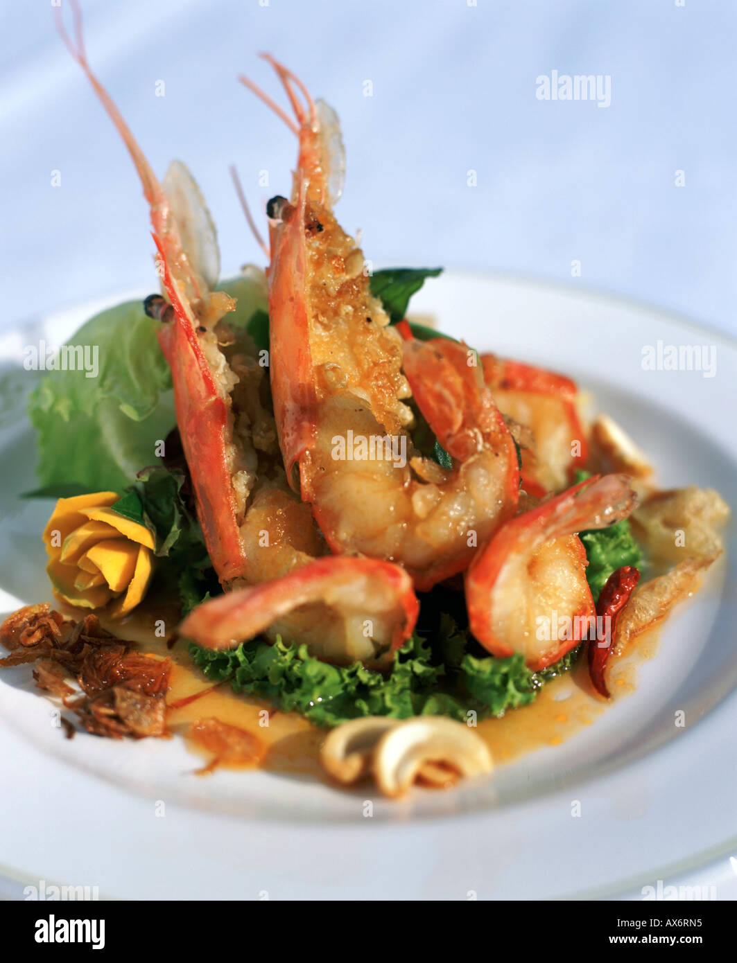 Thai prawns or shrimp at the Oriental Hotel Bangkok one of the most famous hotels in Asia Stock Photo