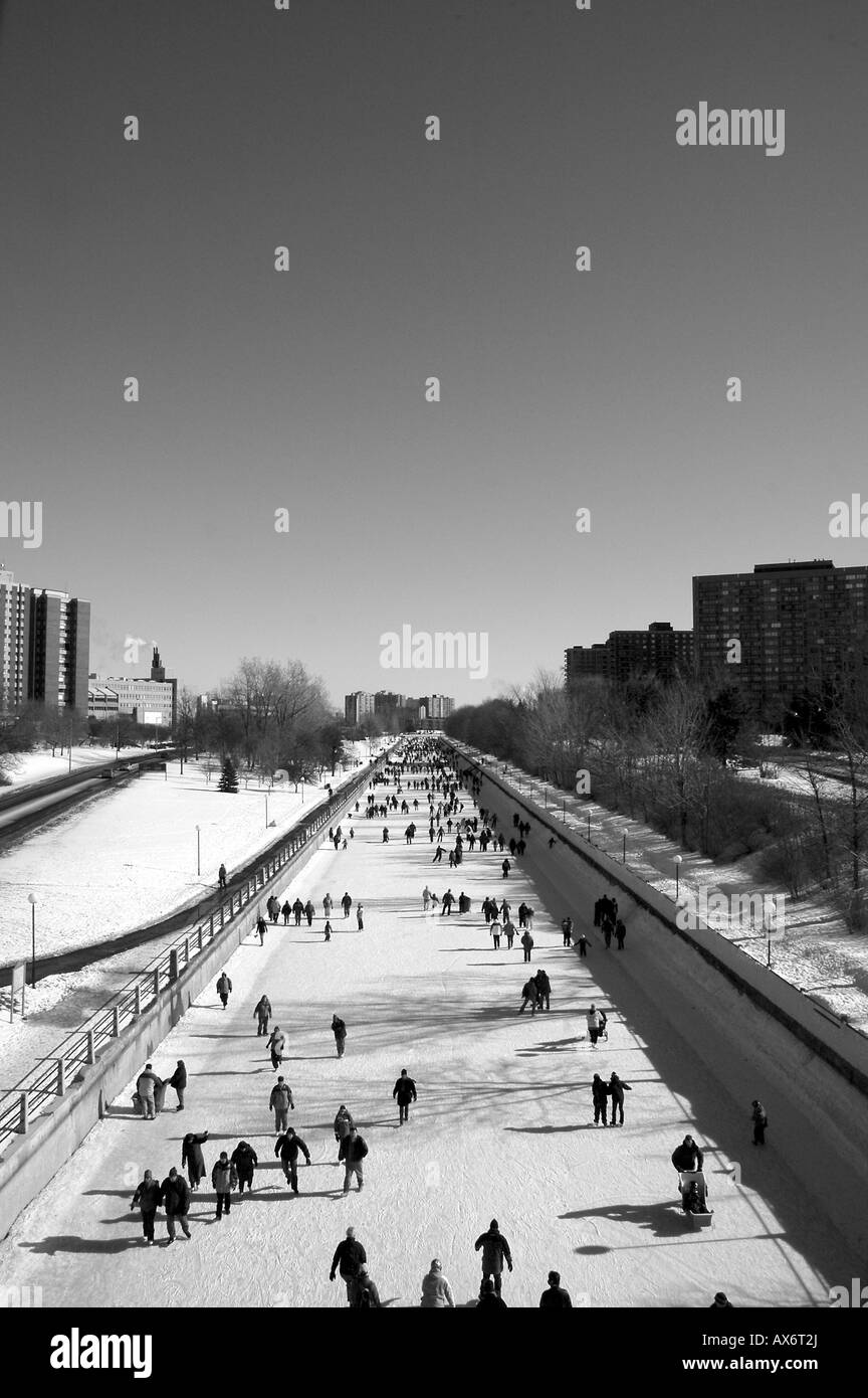 Skaters enjoy a day out on Ottawa Canadas Rideau Canal, the worlds largest skating rink Stock Photo
