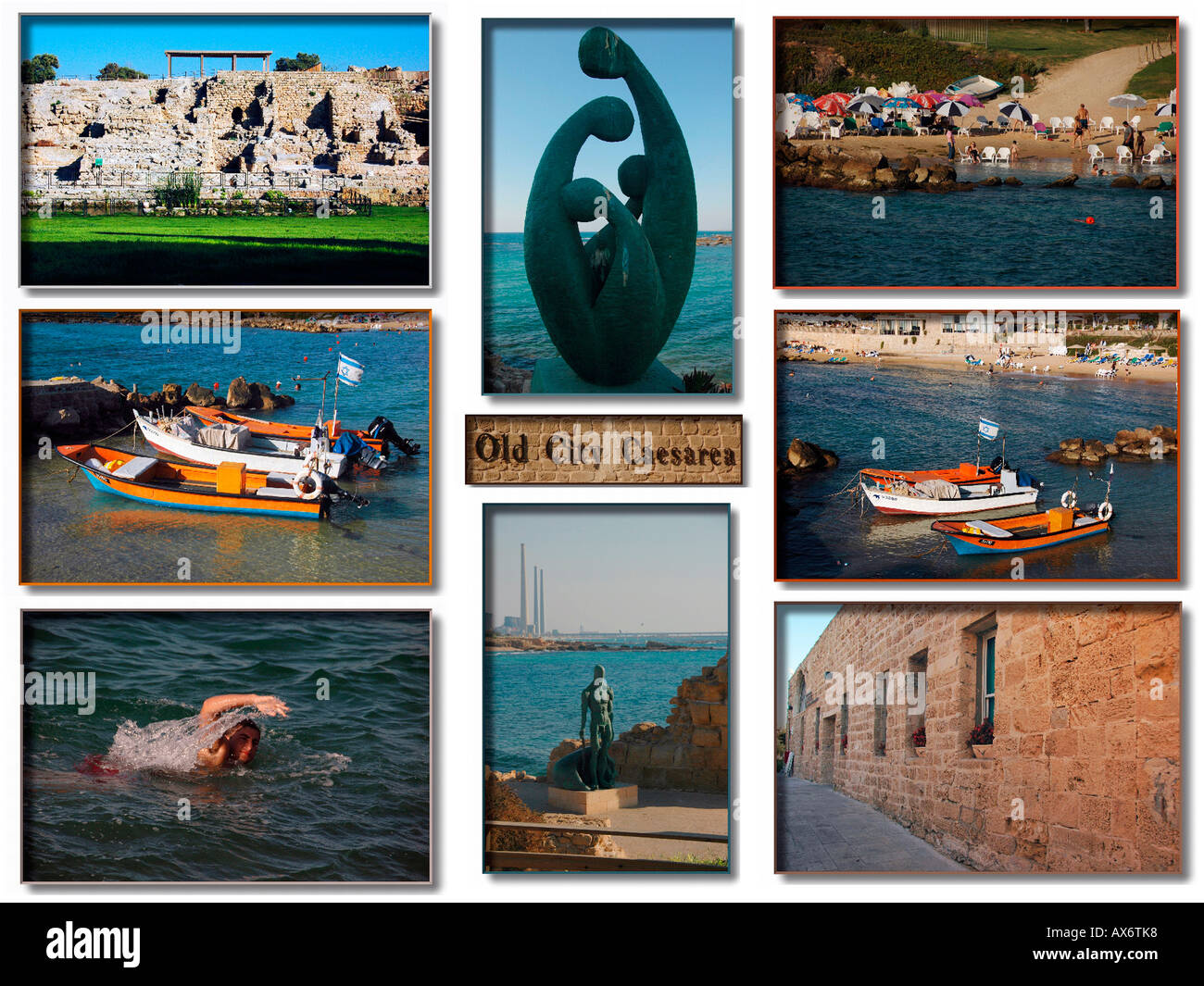Collage of images from Caesarea Israel Stock Photo