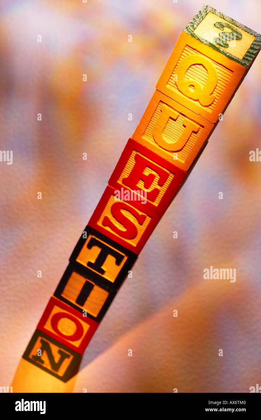 Wooden alphabet block question mark hires stock photography and images