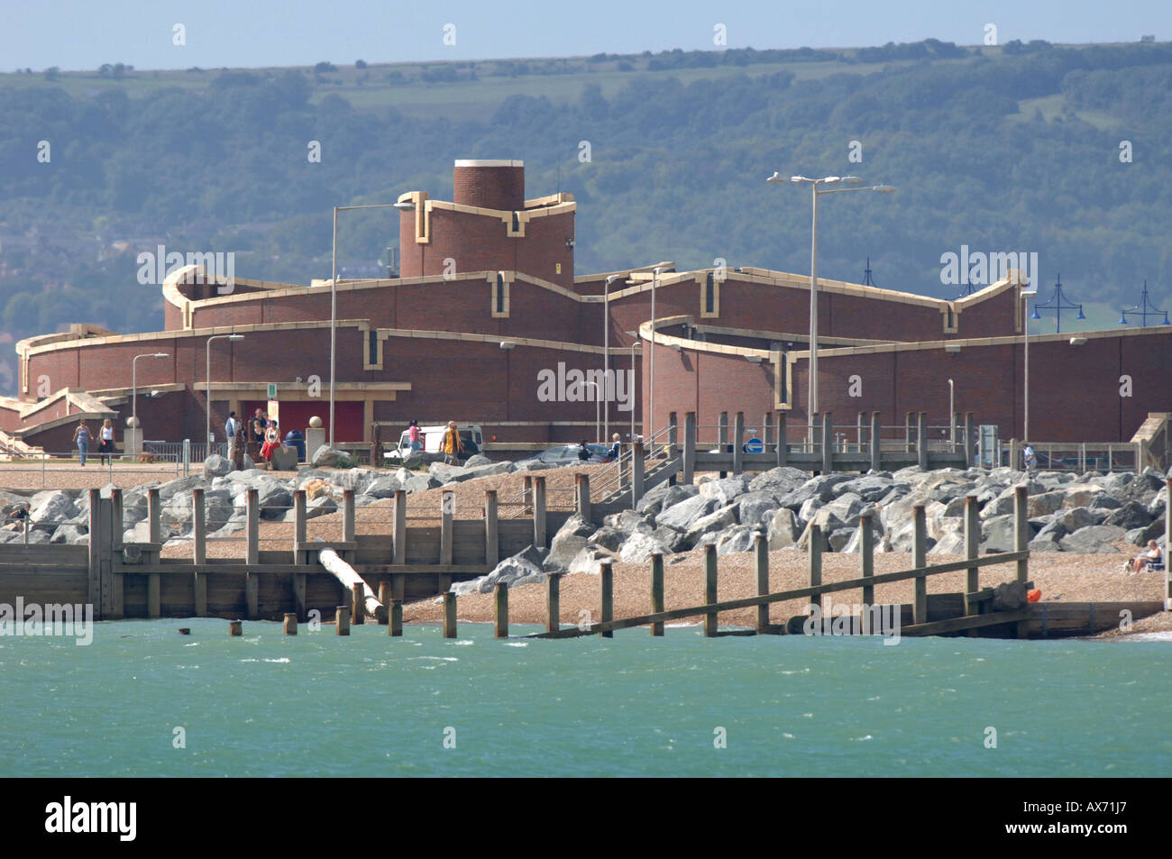 Southern Water Sewage treatment works on the beach at Eastbourne, East