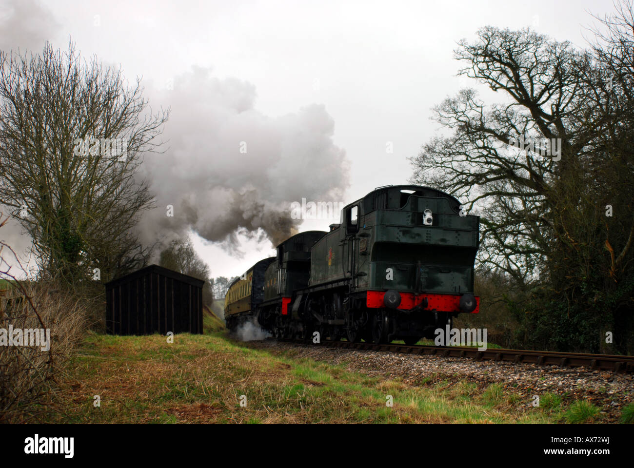 Steam train on the West Somerset Railway between Minehead and